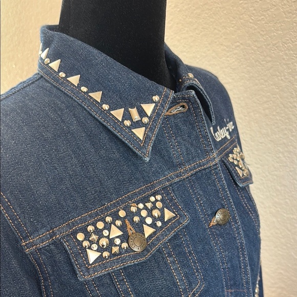 CUSTOM MADE Chaps Jean Jacket Harley-Davidson Rhinestone Studded Jacket - Picture 7 of 12